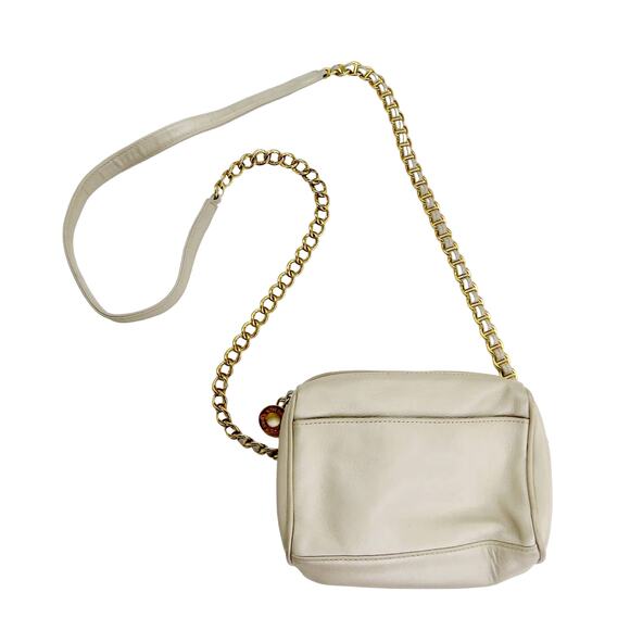 Nine West Cream Leather Square Crossbody Bag with Gold Chain - Picture 2 of 5